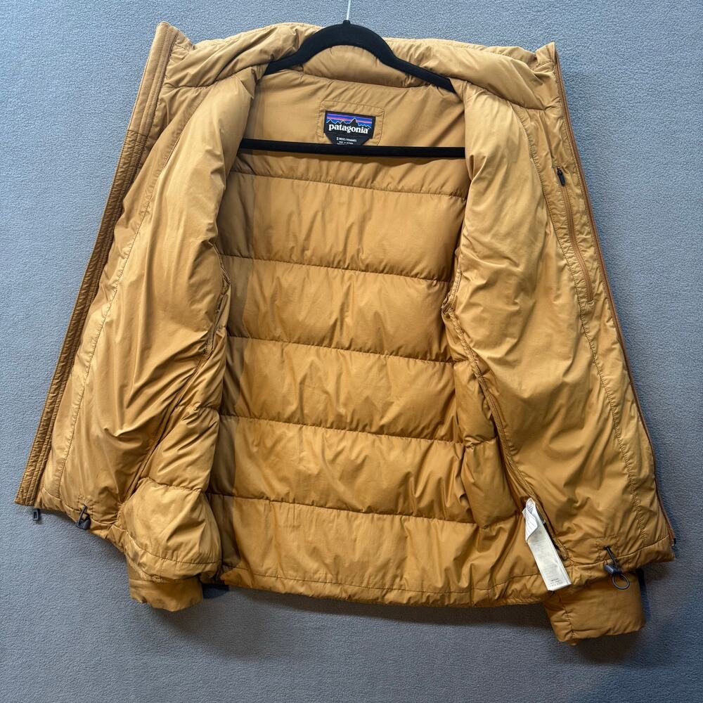 Patagonia Mens Silent Down Jacket 27930 Nest Brown Small Hidden Hood Full Zip - Picture 12 of 16